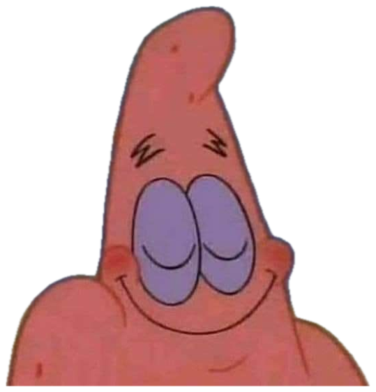 Patrick Star with eyes squinted and a blissfully smug closed smile sticker
