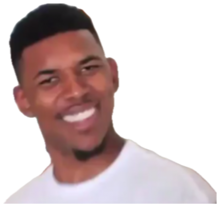 Guy smiling with question marks floating around him like he's genuinely confused but fine with it sticker