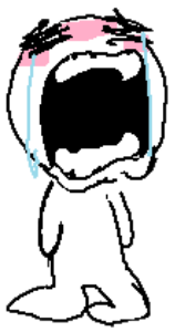 Simple cartoon character wailing with tears streaming down and mouth gaping open in despair sticker