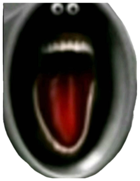 Cartoon car tailpipe with googly eyes screaming wide open sticker