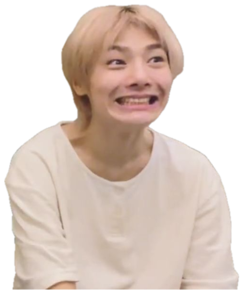 Person with a wide clenched-teeth grimace giving a strained, awkward smile sticker