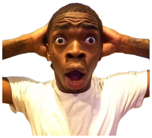 Young man gripping his head with a wide-open mouth in total shock sticker