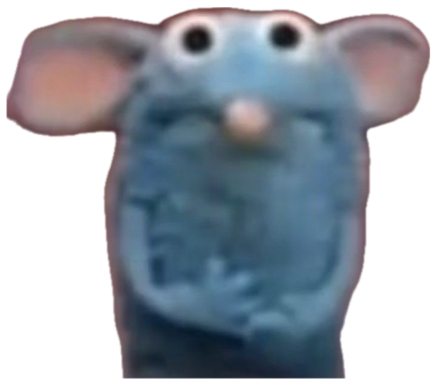 Remy from Ratatouille staring forward with wide, startled eyes sticker