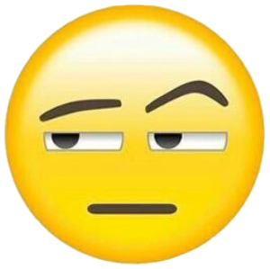 Yellow emoji with a raised eyebrow and flat mouth giving an unimpressed side-eye sticker