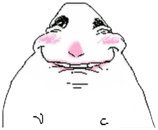 Chubby cartoon hamster with rosy cheeks and a wide grin looking smug sticker