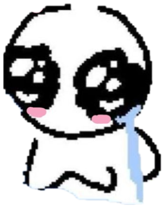 Doodle face bawling in a puddle of tears with pink hearts floating around it sticker