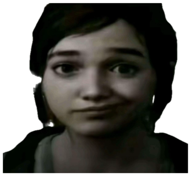 Girl with a subtle sly smirk staring straight at the camera sticker