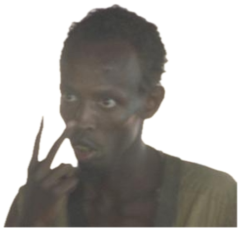 Man on a boat pointing to his nose and eye with a sly knowing look sticker