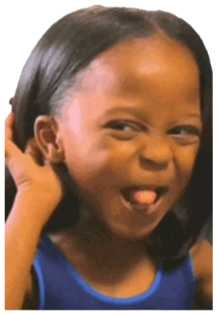 Little girl scrunching up her face in a gleeful, mischievous grimace sticker