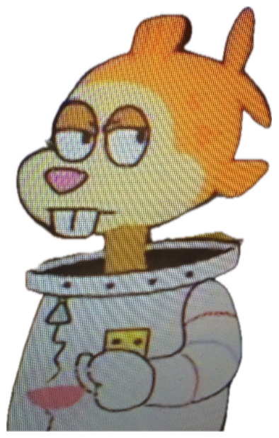 Sandy Cheeks in her space helmet giving a heavy-lidded, unimpressed look sticker