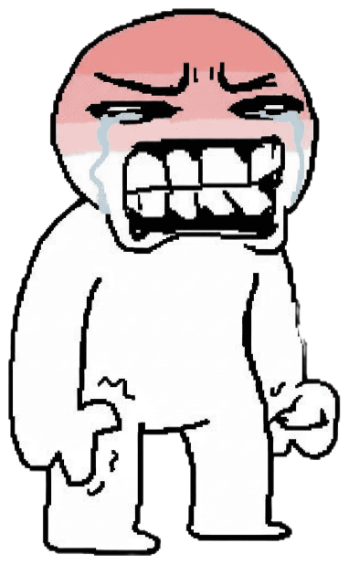 Red-faced cartoon figure gritting its teeth and shaking with pure rage sticker