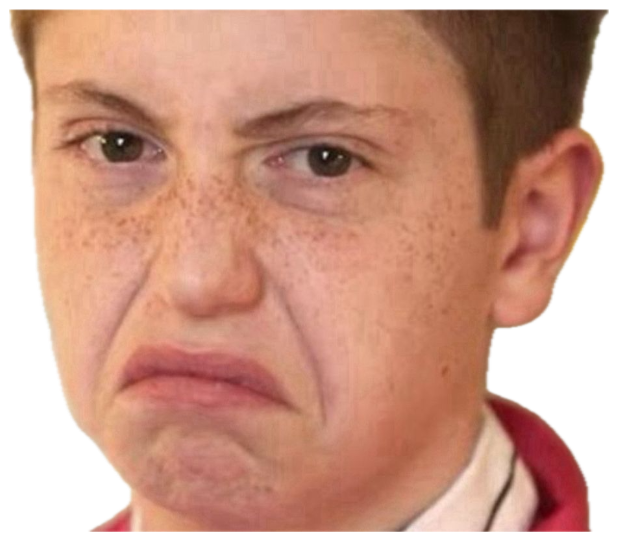 Freckled kid with an exaggerated frowning grimace of disgust sticker