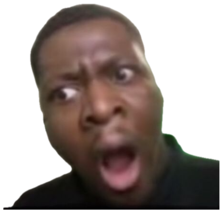 Man screaming with wide eyes and open mouth, caught completely off guard on camera sticker
