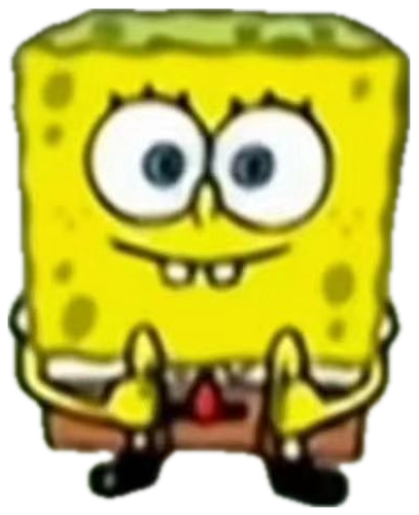 SpongeBob sitting small and hunched with a tense, nervous little smile sticker
