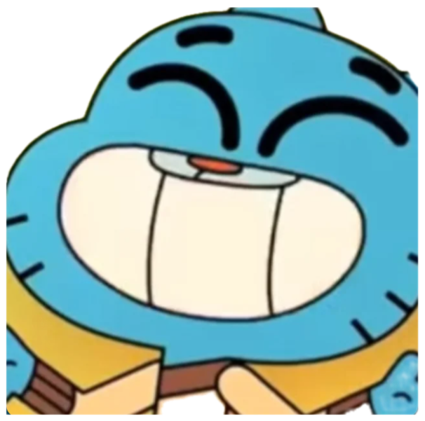 Blue cartoon cat beaming with a giant closed-eye grin sticker