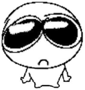 Simple black-and-white doodle with huge heavy-lidded eyes looking utterly done and tired sticker