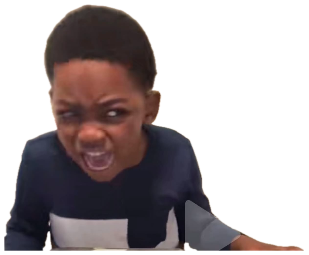 Young boy scrunching his face and yelling with intense frustration sticker