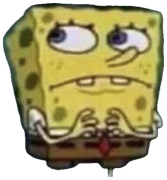 SpongeBob giving a strained, irritated side-grimace with half-lidded eyes sticker