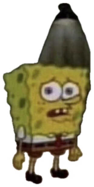 SpongeBob standing alone under a spotlight looking extremely nervous sticker