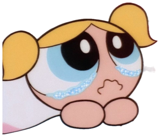 Bubbles from Powerpuff Girls in full sob mode, tears streaming down both cheeks sticker