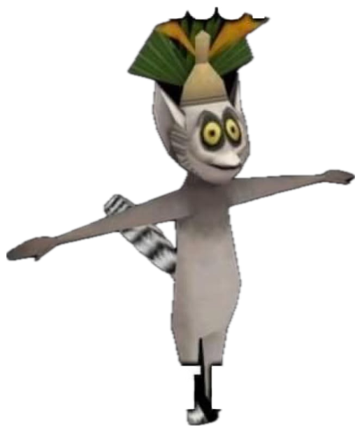 King Julien from Madagascar T-posing with arms out — 'IM ABOUT TO LOSE IT LOSE IT' sticker