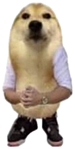 Cheems dog in a shirt tossing your opinion in the trash, captioned 'Thanks for sharing your opinion' sticker