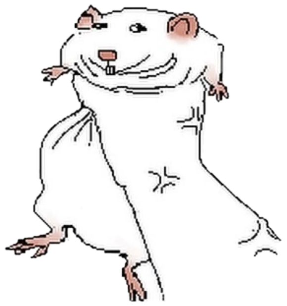 Cartoon rat-like creature strutting confidently with a sly grin sticker