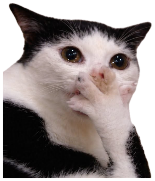 Black-and-white cat with glistening teary eyes pressing a paw to its mouth, heartbreakingly sad sticker