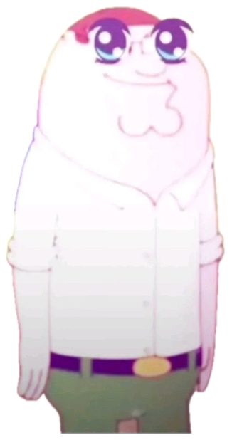 Anime-style Peter Griffin with big sparkly eyes and a shy, bashful smile sticker