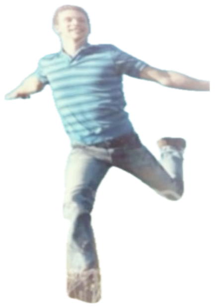 Stock-photo man leaping through a field, captioned 'who else up joymaxxing ⁉️' sticker