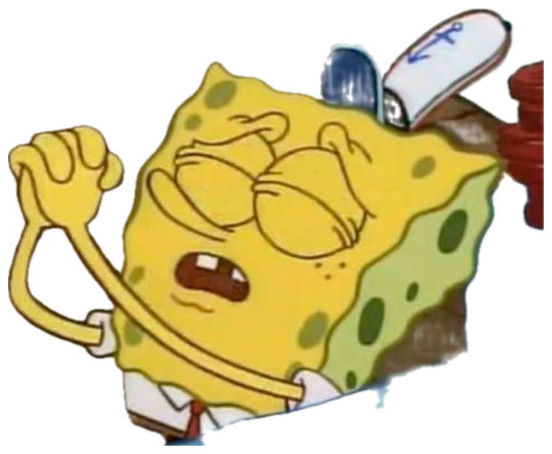SpongeBob wincing with a clenched fist, looking fed up and irritated sticker