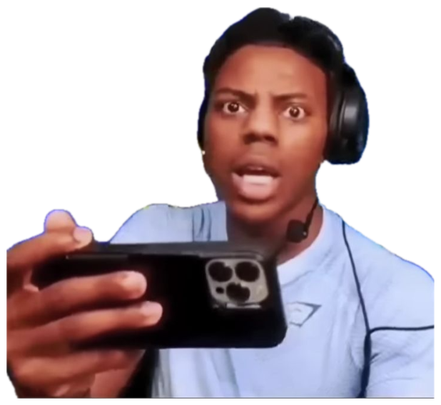 Streamer in headphones staring at phone with wide eyes, captioned '*OHIO SHOCK*' sticker