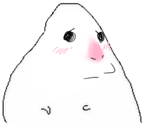 Minimalist blob character looking off to the side with rosy flushed cheeks sticker