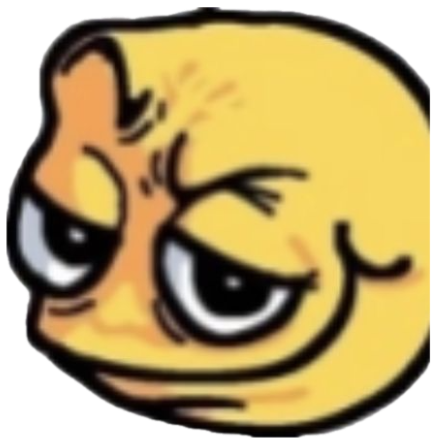 Yellow cartoon face with heavy-lidded sideways eyes radiating pure unimpressed energy sticker