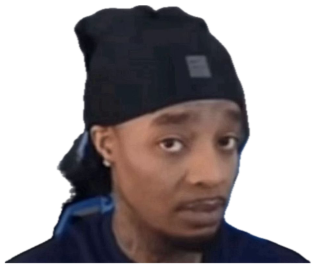 Guy in a beanie slouched in a gaming chair giving a skeptical side-eye sticker