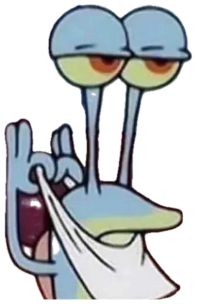 Half-lidded SpongeBob character dabbing his mouth with a napkin, utterly done sticker