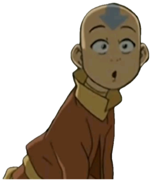 Aang from Avatar with wide eyes and open mouth, caught off guard sticker