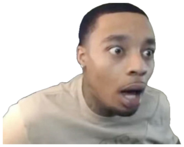 Guy in a gaming chair with eyes bugged out and mouth wide open in total shock sticker