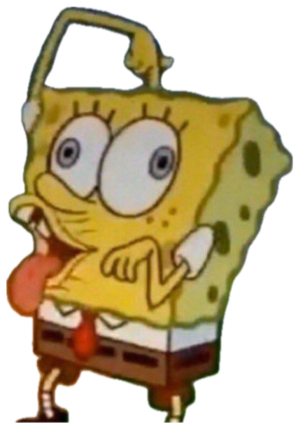 SpongeBob wide-eyed and hugging himself with tongue out in giddy excitement sticker