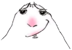 Hand-drawn blob character with peeking eyes and a shy, uneasy little smile sticker