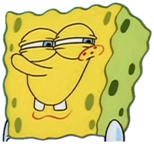 SpongeBob with heavily lidded eyes and a sly smirk, radiating pure smugness sticker