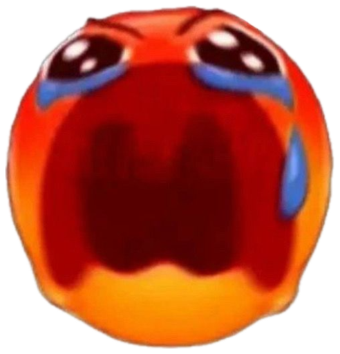 Red cursed emoji sobbing and screaming with tears streaming and hands up sticker