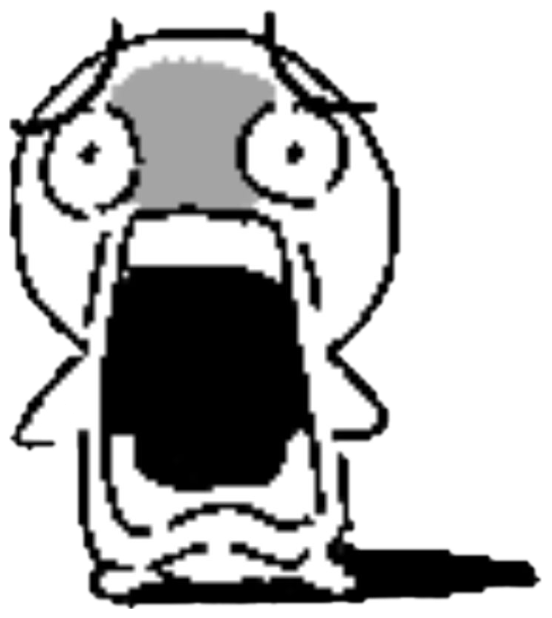 Classic rage-face cartoon character with wide eyes and a massive open mouth in shock sticker
