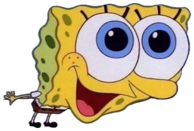 SpongeBob grinning with enormous vacant eyes and absolutely nothing behind them sticker