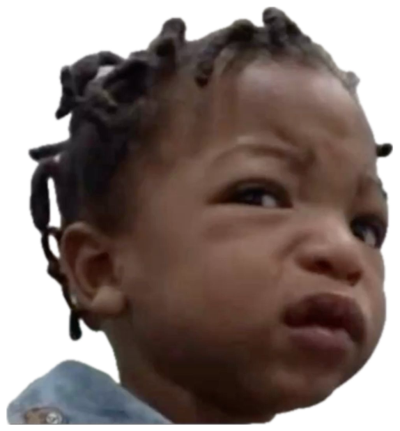 Toddler scowling with a scrunched, thoroughly disgusted face sticker
