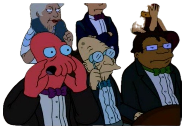Zoidberg gasping with his claws over his face at something scandalous in the audience sticker
