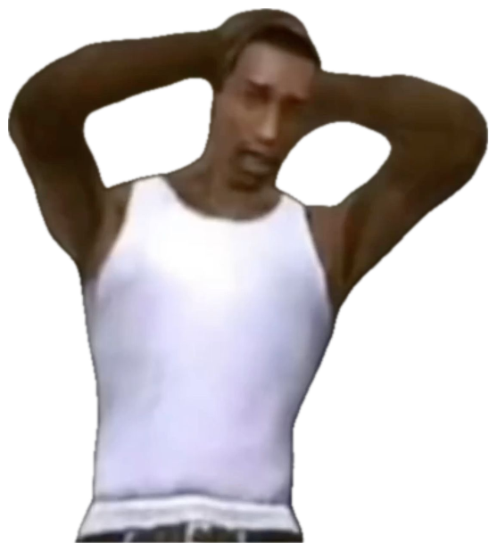 Video game character in a white tank top with hands on his head, exasperated sticker