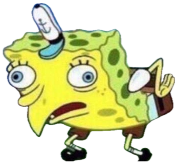 Mocking SpongeBob hunched over mid-strut with the classic clownish taunting pose sticker