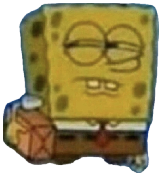 SpongeBob giving a half-lidded smug glare with his fist raised sticker
