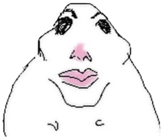 Crude drawn face with pink lips and raised brows looking unimpressed sticker